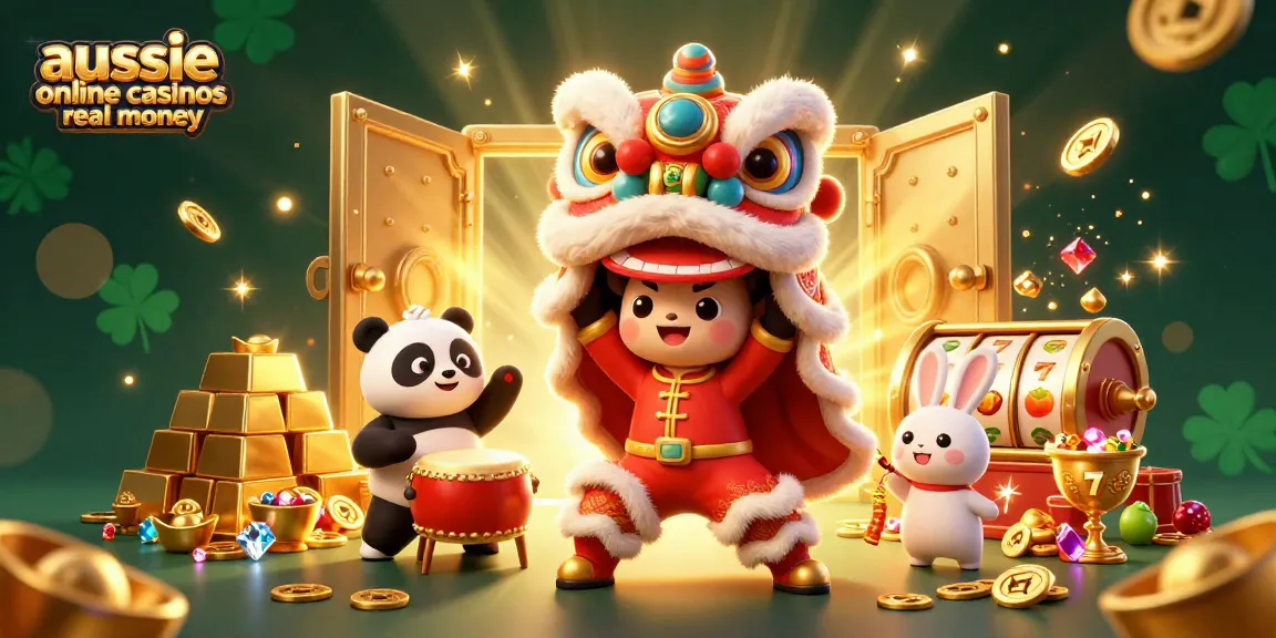 Experience the excitement of aussie online casinos real money with vibrant characters celebrating winning moments.
