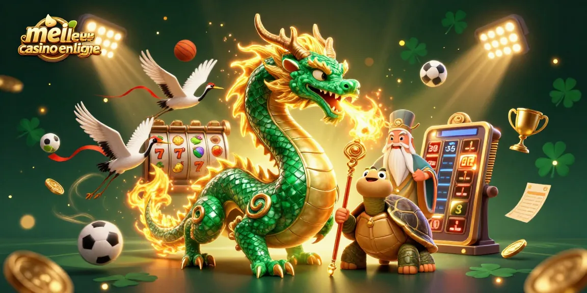 Un dragon jade émeraude et une tortue sage symbolisant le meilleur casino en ligne.