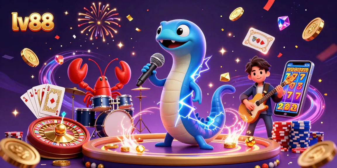 Experience the excitement of lv88 with a vibrant underwater casino scene featuring a DJ eel, lobster drummer, and seahorse guitarist.