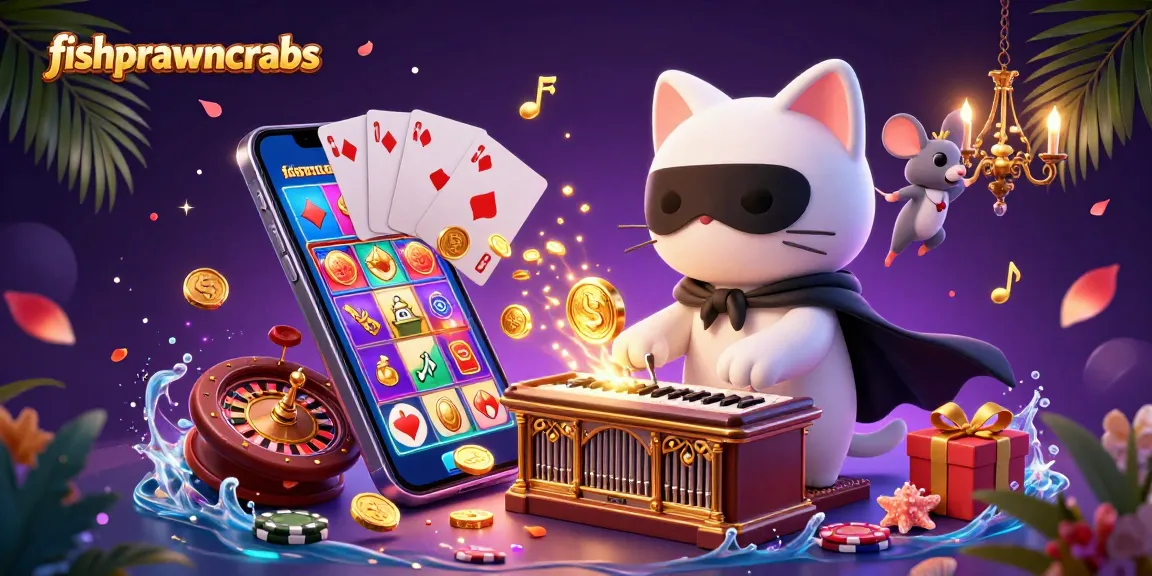 Experience thrilling gameplay at fishprawncrabs with a vibrant scene showcasing slot games and casino elements.