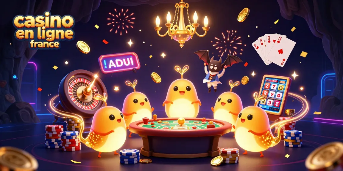 Plongée dans un univers casino en ligne France avec des lucioles illuminant un casino de rêve.