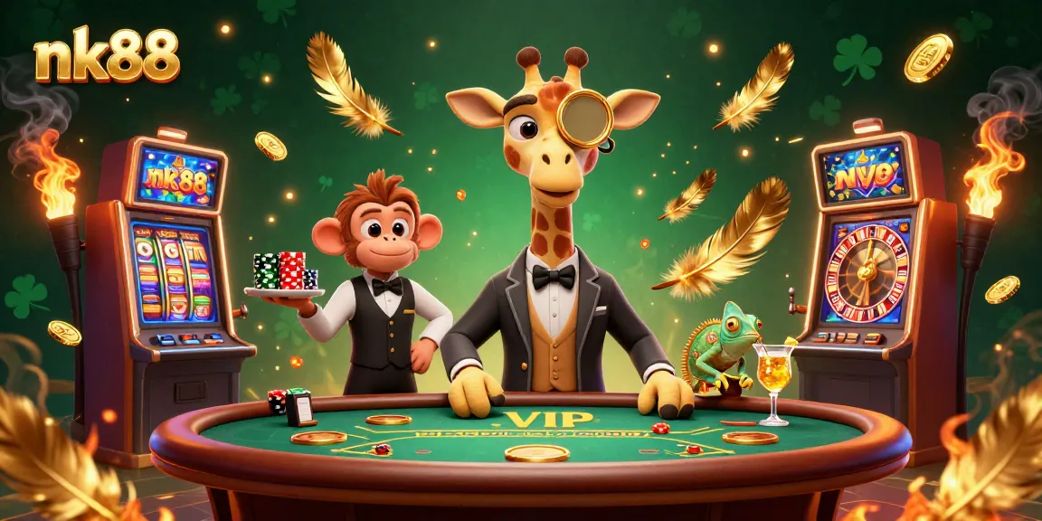 Join the excitement at nk88 with high-roller giraffe and casino fun, featuring vibrant slot machines and a lively atmosphere.