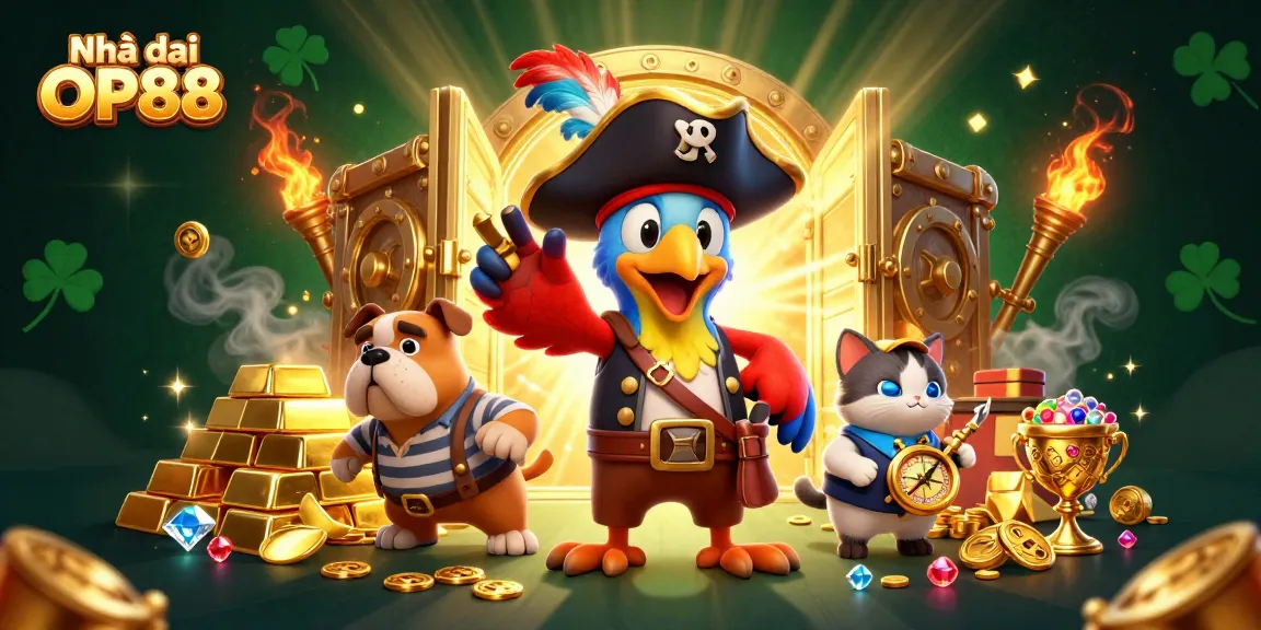 Engage in thrilling gaming adventures at Nhà cái OP88 with vibrant characters and treasures.