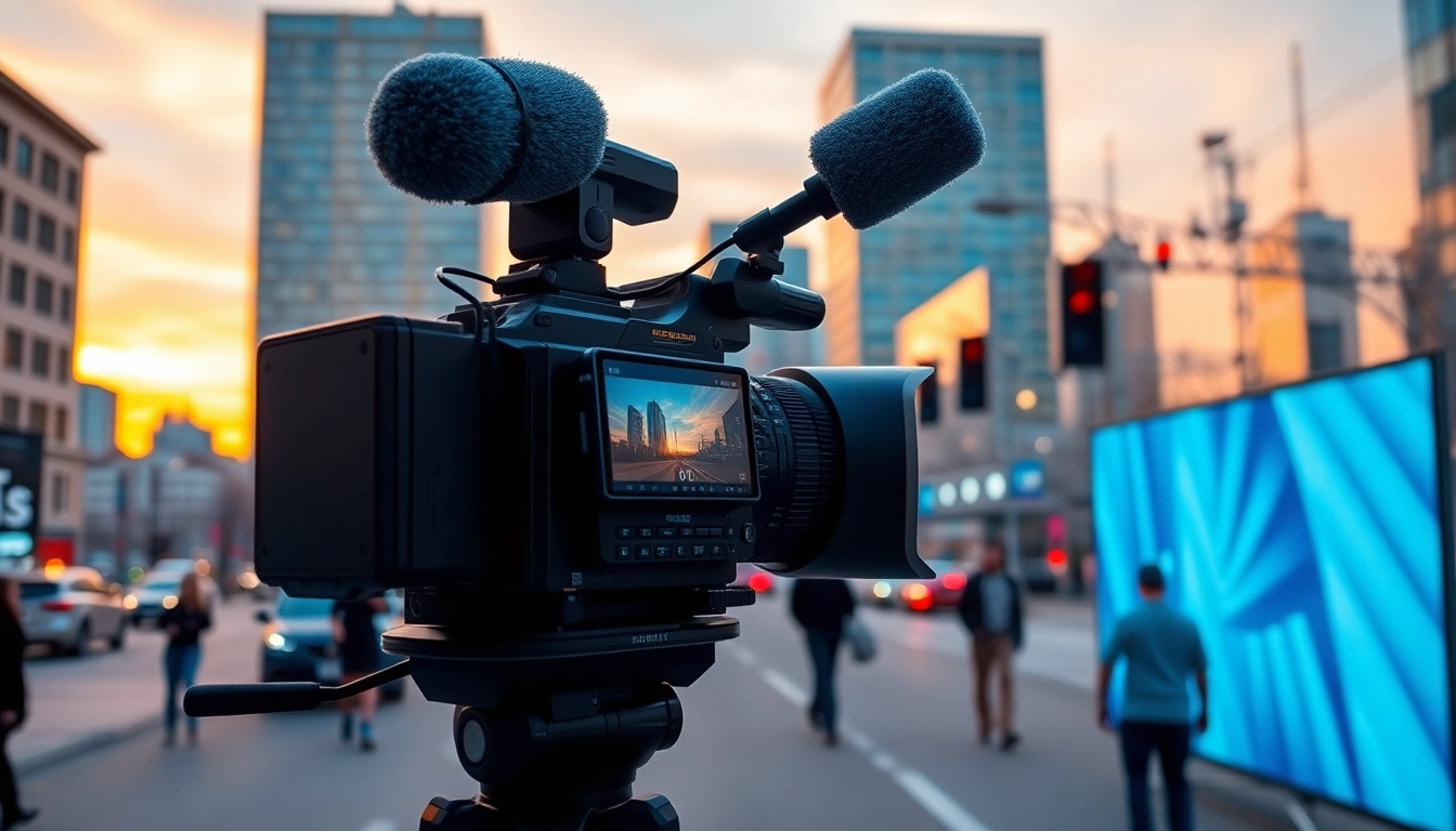 Edmonton videographer capturing a cinematic scene in urban surroundings.