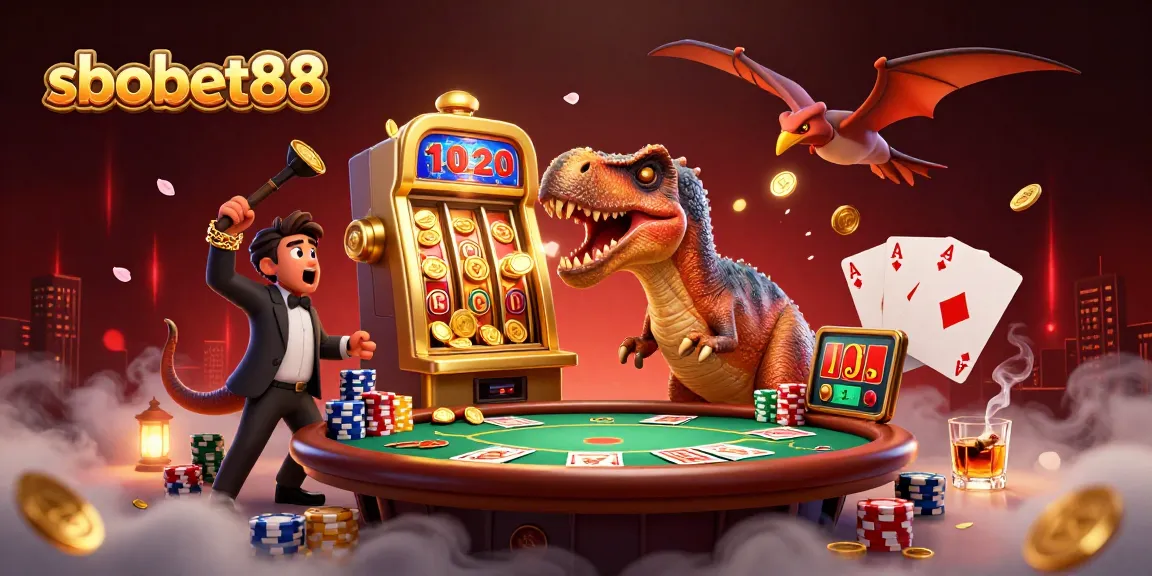 SBOBET88 players celebrate jackpots as dinosaurs create chaos at the casino