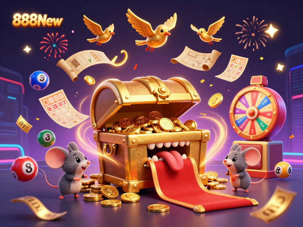 Experience the thrill of winning at 888New with colorful lottery elements and dynamic game visuals.