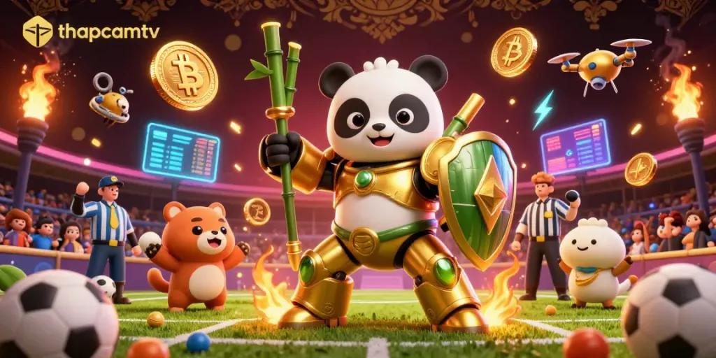Witness thapcamtv's thrilling sports betting scene with golden panda and dynamic elements.