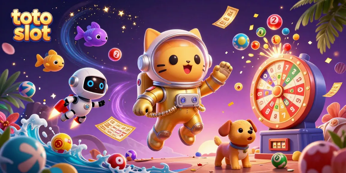 Permainan toto slot yang menarik dengan kucing astronot dan anjing robot di luar angkasa.