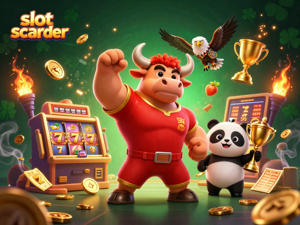 Experience the excitement with slot scatter symbols throughout this vibrant casino scene.