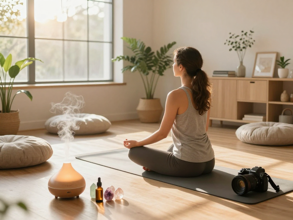 Mindfulness and wellness practice area highlighting mantra88 in serene setting.
