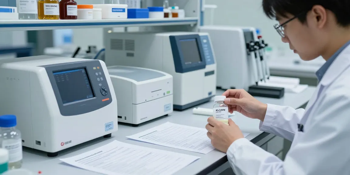 KLOW peptides displayed in laboratory setting with Certificate of Analysis and research equipment.